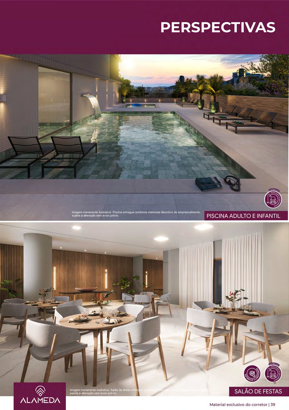 Piscina adulto com prainha cascata e deck molhado no Alameda Residencial Argo
