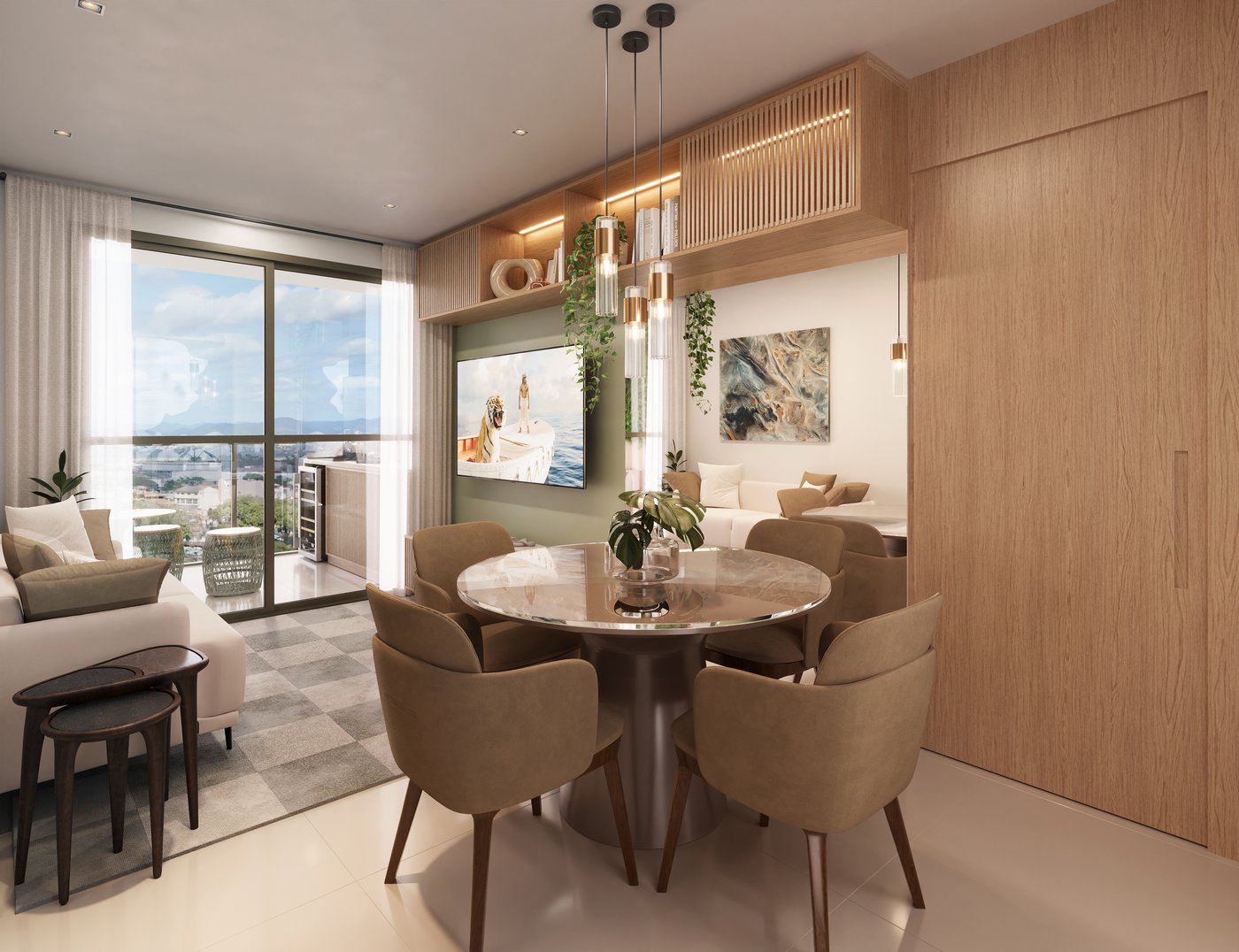 Living integrado apartamento Barone Residencial Vila Velha