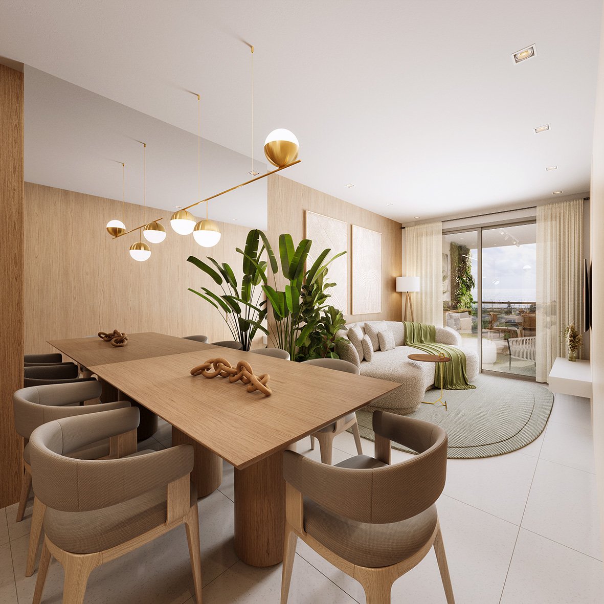 Living e sala de estar apartamento 3 quartos Faena Residence
