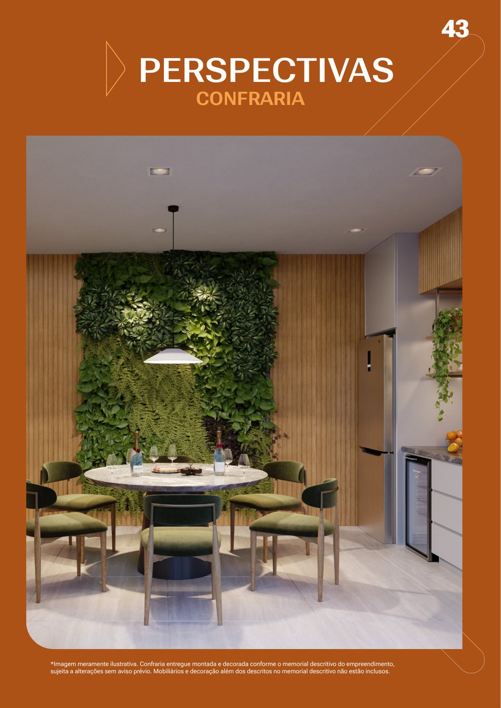 Espaço Confraria gourmet climatizado com adega de vinhos no condomínio Kalena Residence