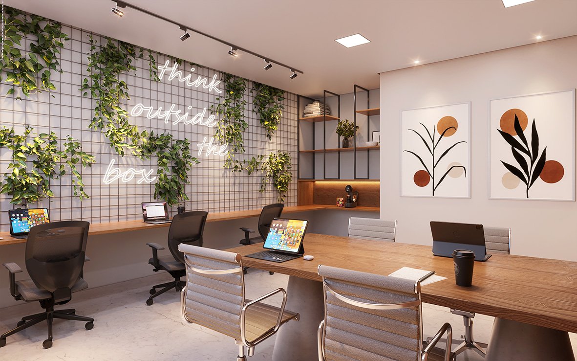 Espaço Coworking executivo climatizado para trabalho remoto no Píer Boulevard Jockey de Itaparica